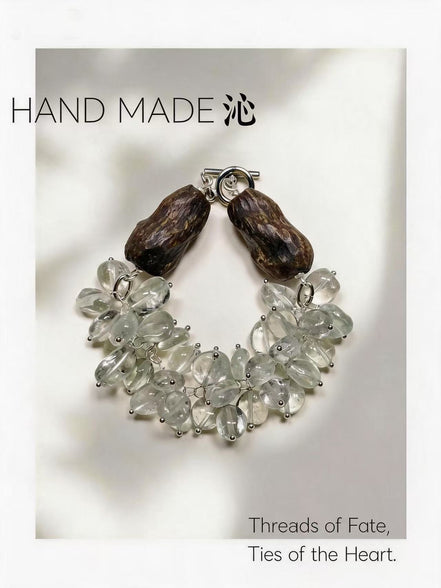Green Crystal & Dalagen Raw Stone Bracelet | Quinn Jewelry
