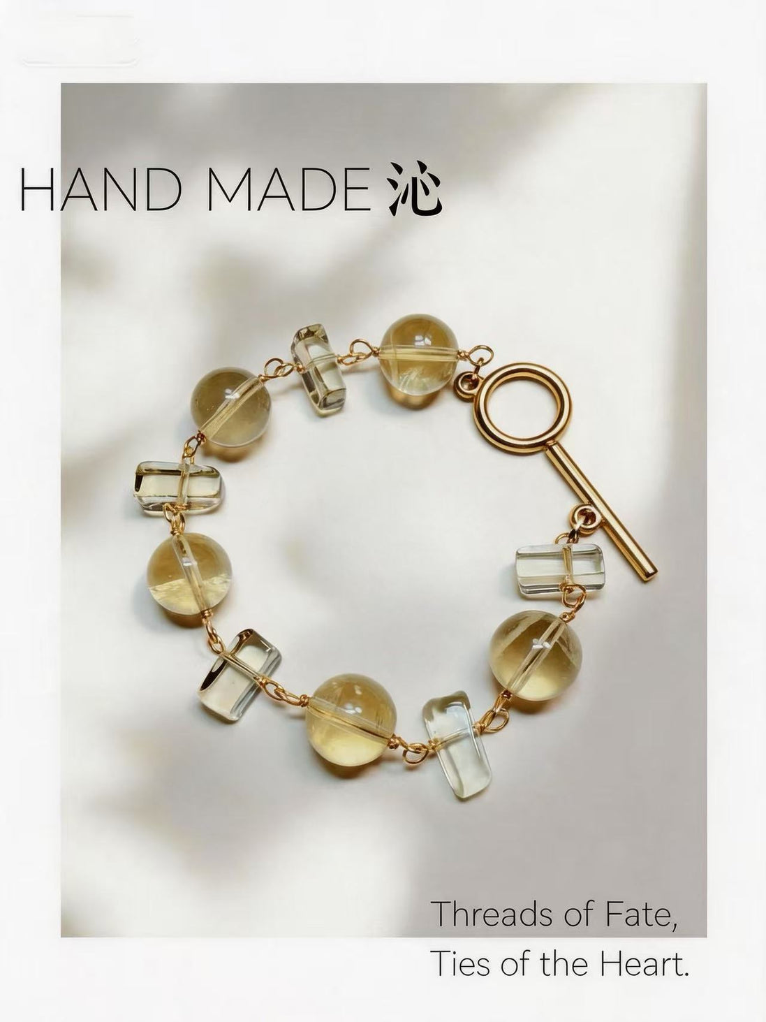 Citrine & White Crystal Gold Chain Bracelet | Quinn Jewelry