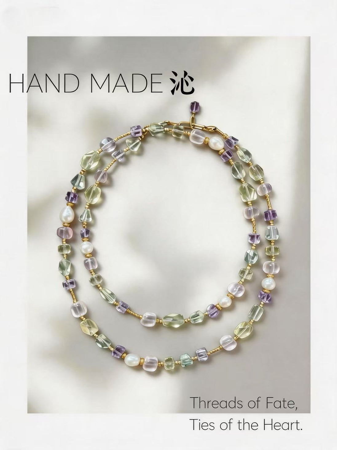 Amethyst & Green Crystal Baroque Pearl Long Necklace | Quinn Jewelry