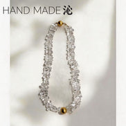 White Crystal Chip Gold Bead Necklace | Quinn Jewelry