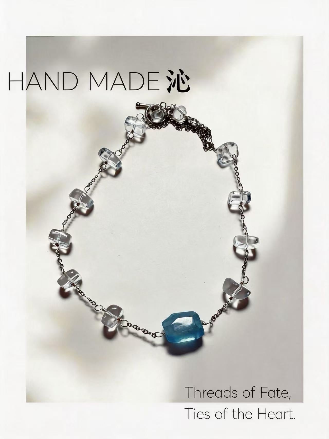 White Crystal Aquamarine Chain Bracelet | Quinn Jewelry
