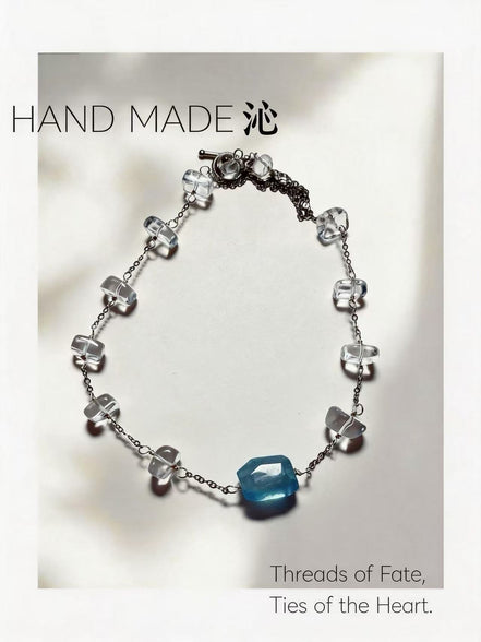 White Crystal Aquamarine Chain Bracelet | Quinn Jewelry