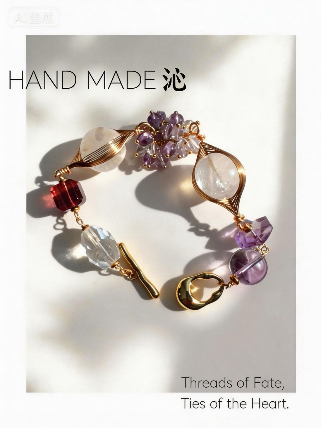 White Crystal Amethyst Wire Wrapped Bracelet | Quinn Jewelry