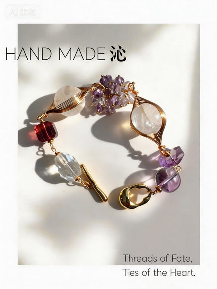 White Crystal Amethyst Wire Wrapped Bracelet | Quinn Jewelry